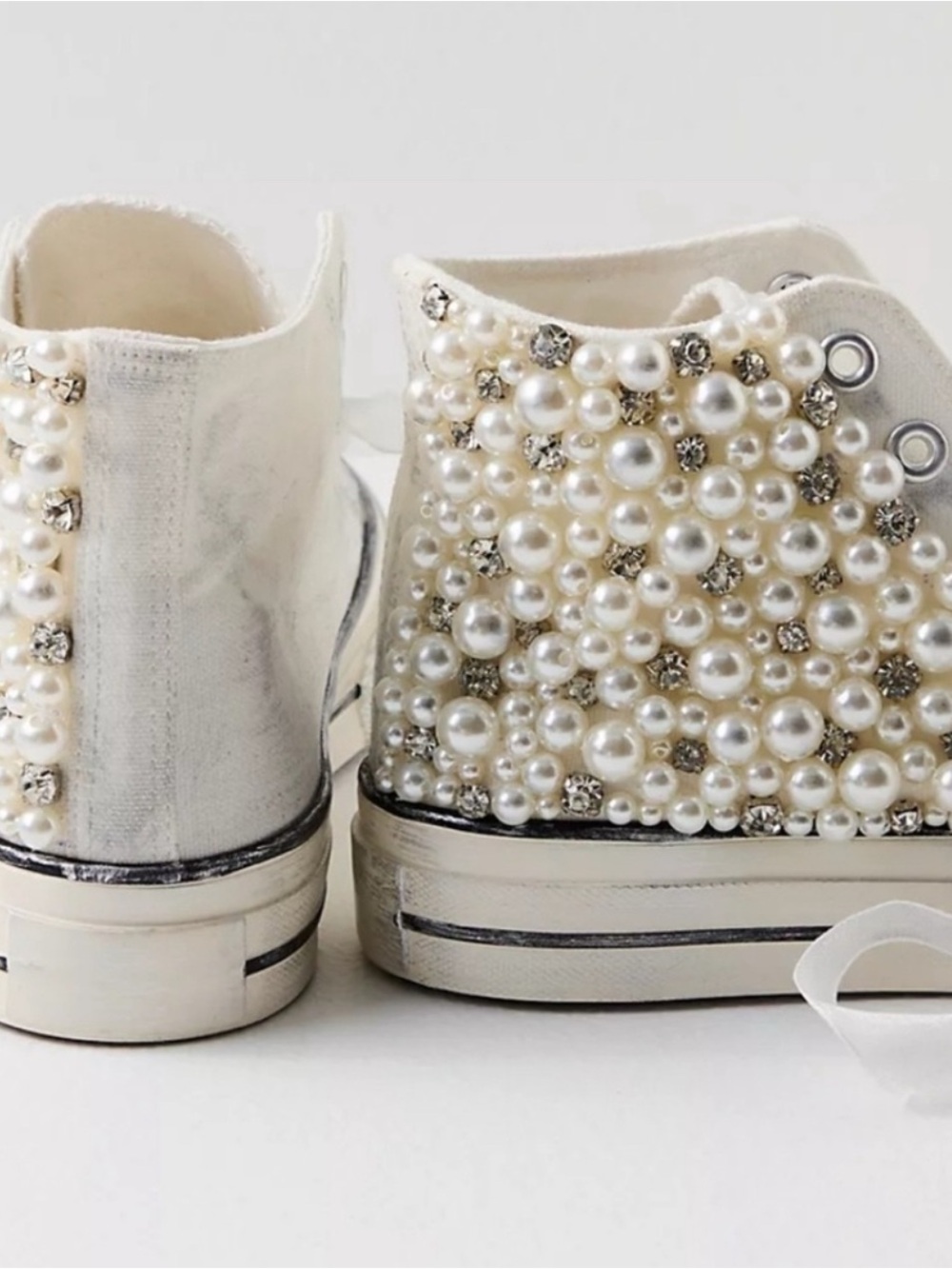 Free People Nan-Ku Pearl Crush Hi Top Sneakers Size 38 NWOT RT $158 Ivory